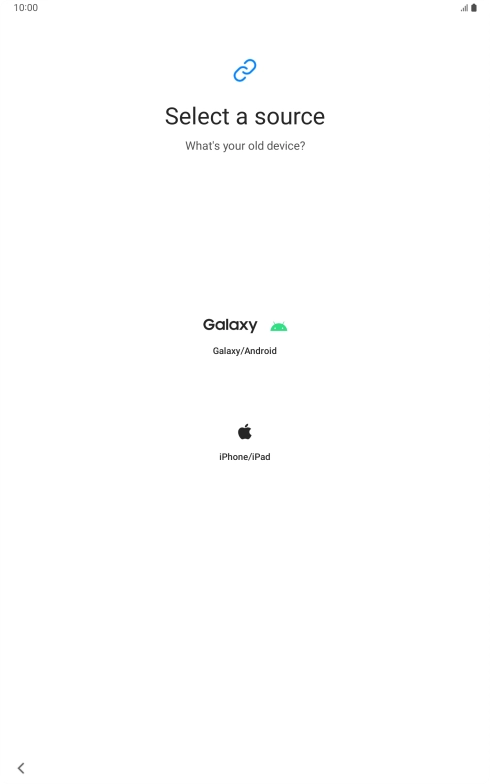Press the required setting and follow the instructions on the screen to transfer content from another device.