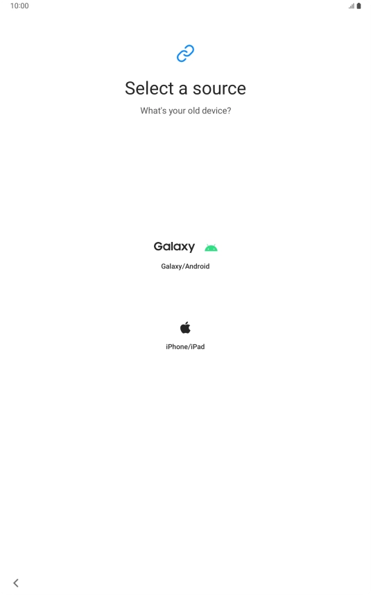 Press the required setting and follow the instructions on the screen to transfer content from another device.