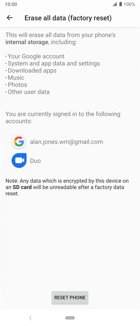 Press RESET PHONE.