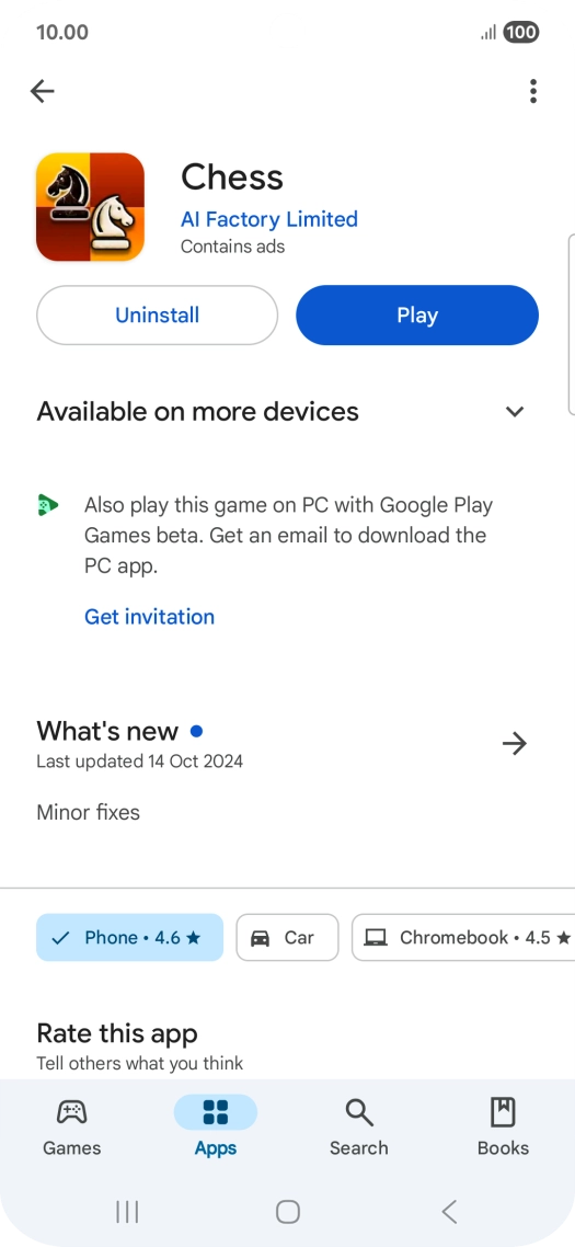 Press Uninstall.