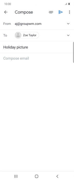 Press the text input field and write the text for your email.