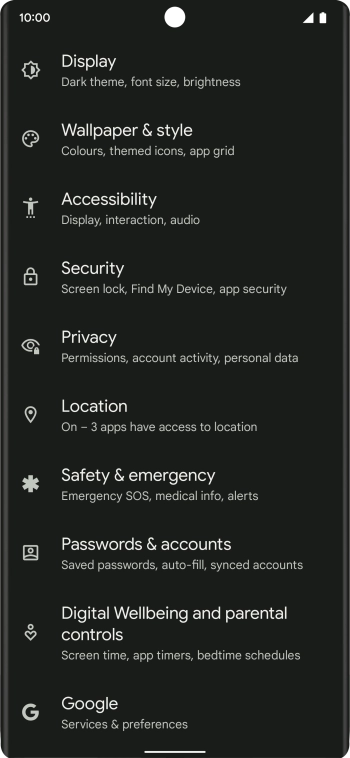 Press Passwords & accounts.