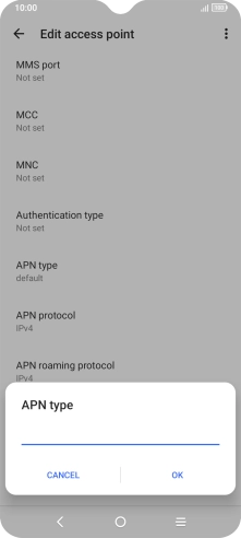 Key in default and press OK.