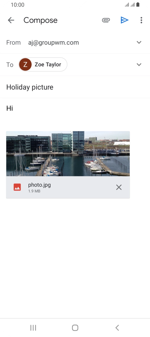 Press the send icon when you've finished your email.