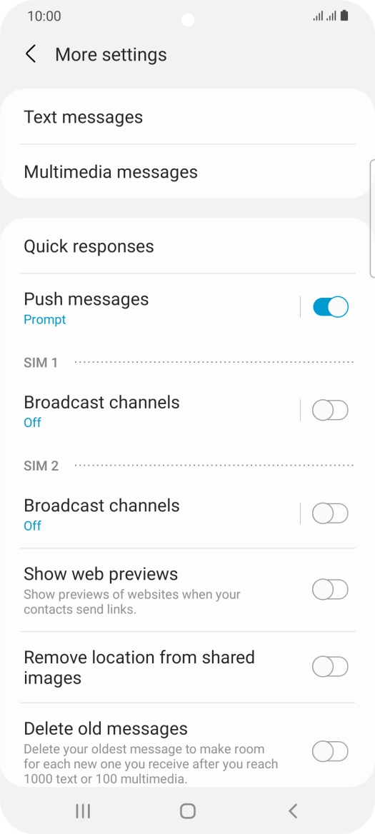 Press Text messages.