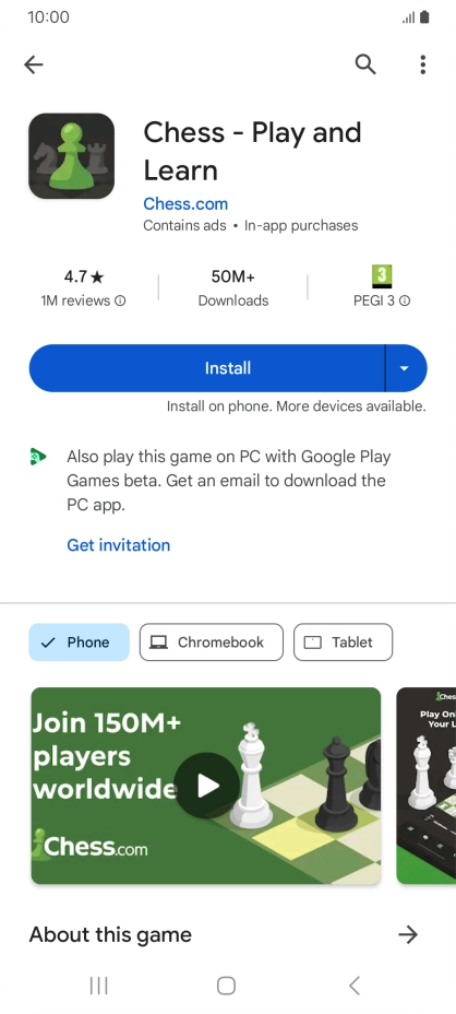 Press Install and follow the instructions on the screen to install the app.