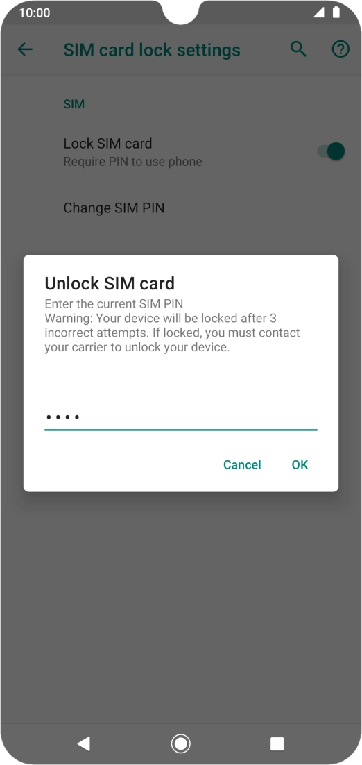 Key in your PIN and press OK. The default PIN is 1111.