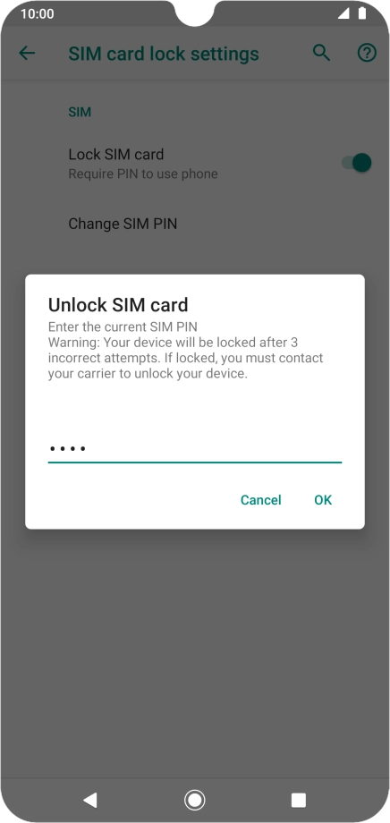 Key in your PIN and press OK. The default PIN is 1111.