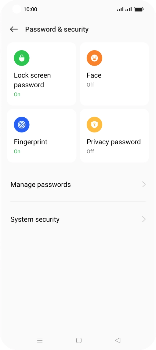 Press Lock screen password and key in the additional phone lock code you created earlier.