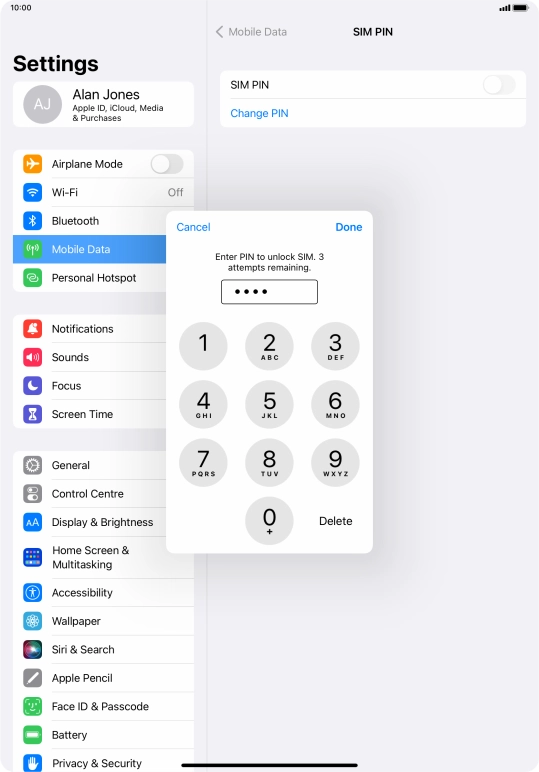 Key in your PIN and press Done. The default PIN is 1111.