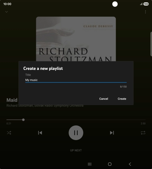 Key in a name for the playlist and press Create.