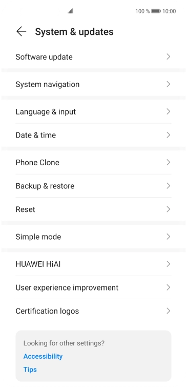 Press Software update. If a new software version is available, it's displayed. Follow the instructions on the screen to update the phone software.
