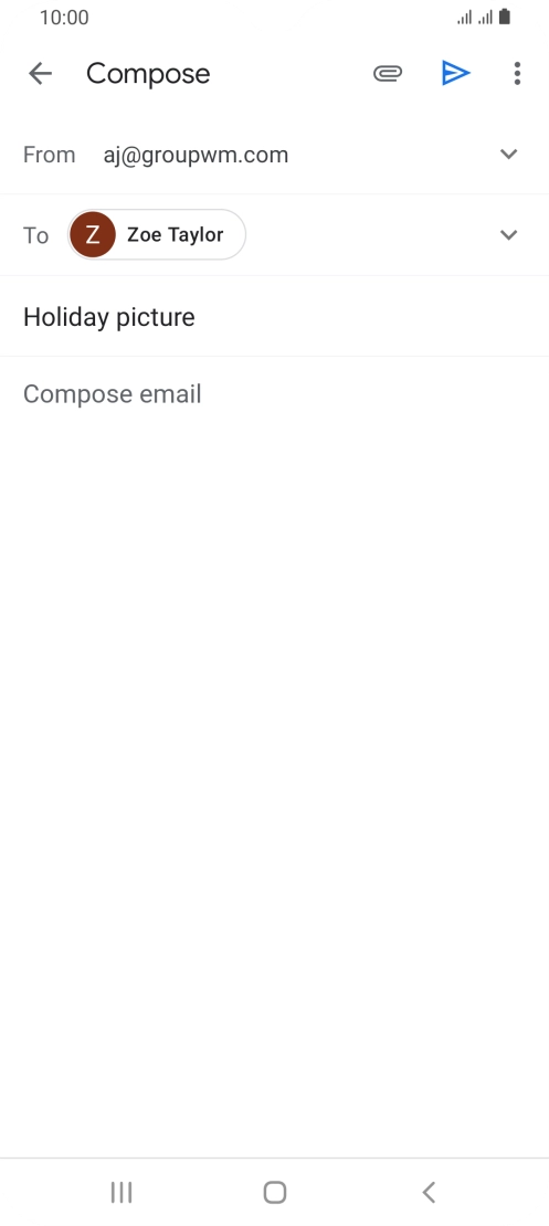 Press the text input field and write the text for your email.