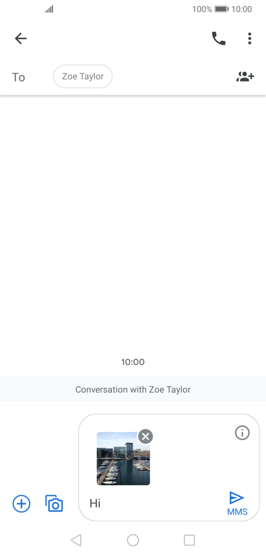 Press the send icon when you've finished your MMS.