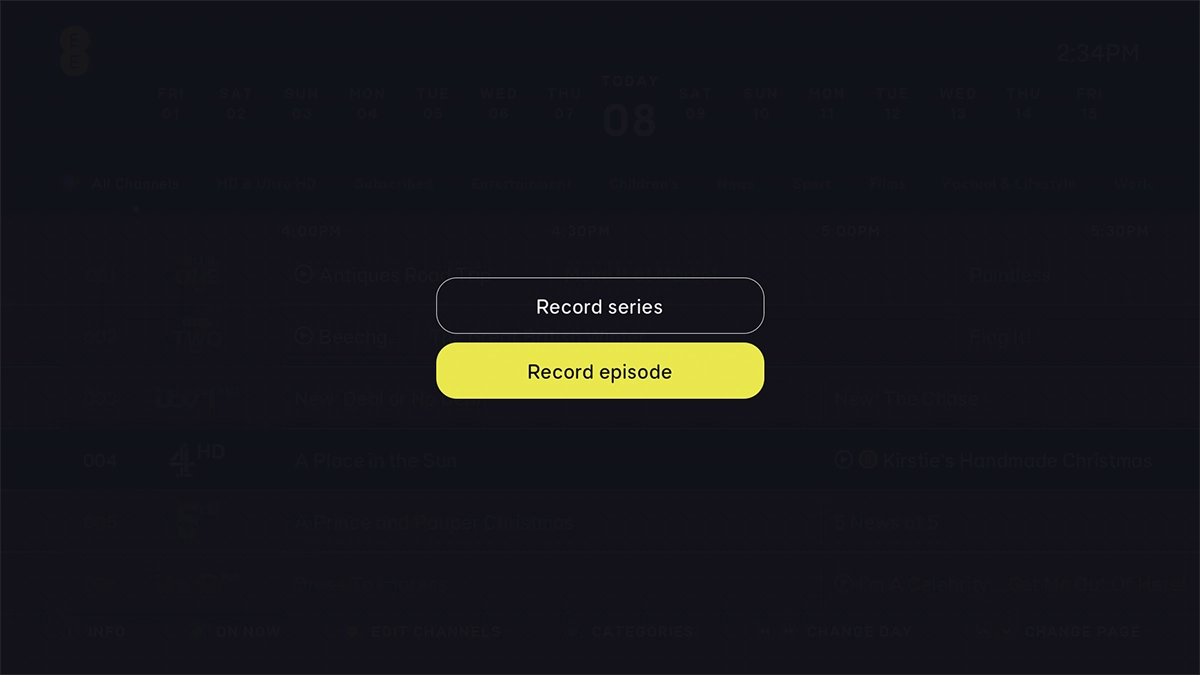 To record the series, highlight Record series.