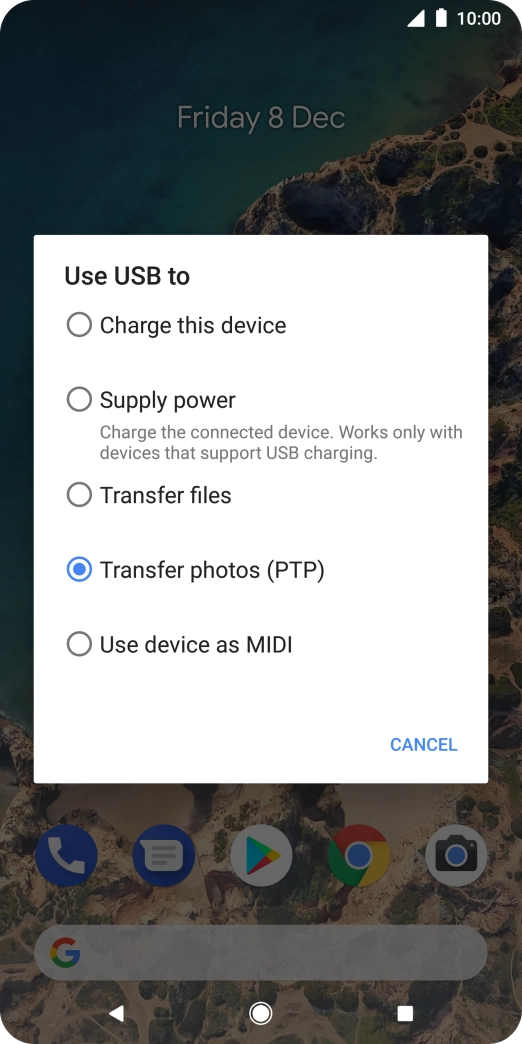 Press Transfer files to turn on the function.