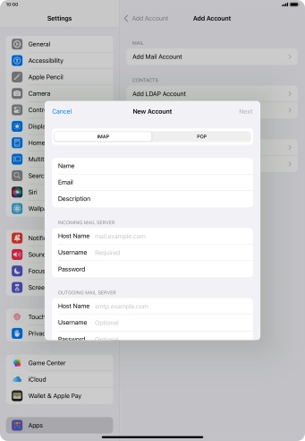 Press IMAP.
