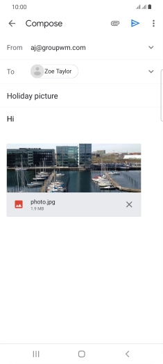 Press the send icon when you've finished your email.