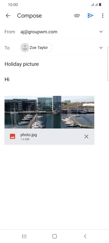 Press the send icon when you've finished your email.