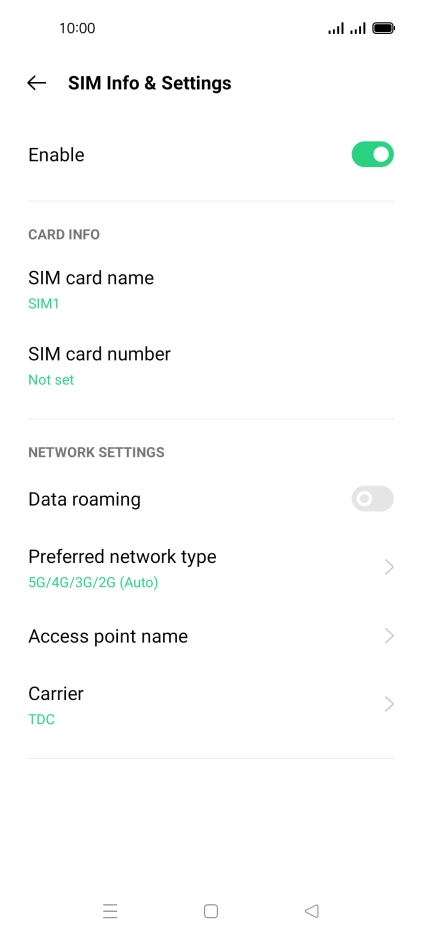 Press Preferred network type.