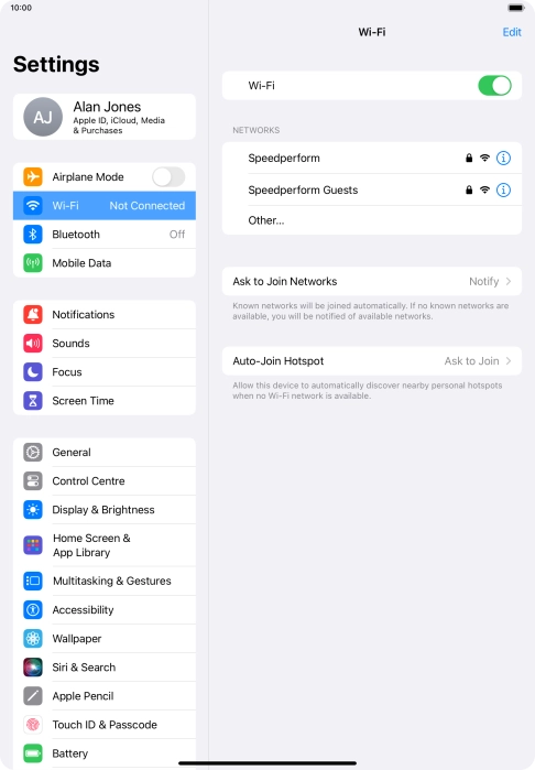 Press the required Wi-Fi network and key in the password for the Wi-Fi network.