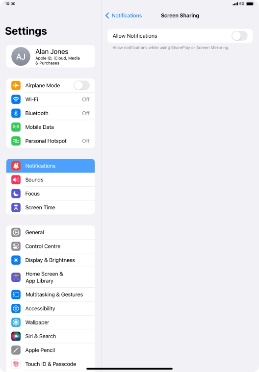 Press the indicator next to 