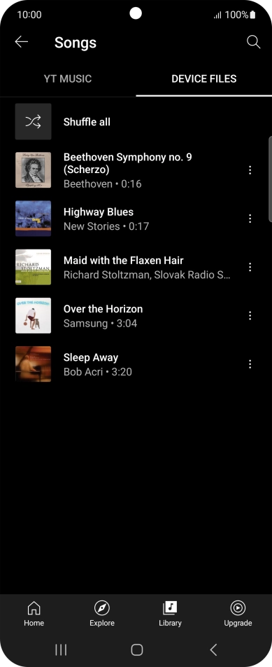 Press the required audio file.