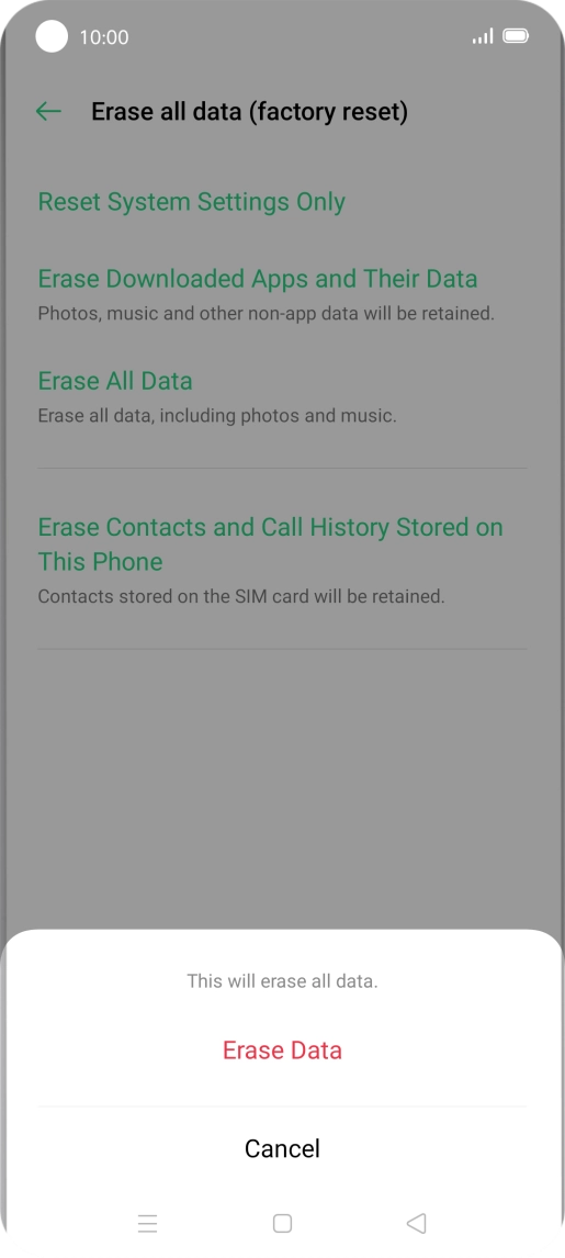Press Erase Data.
