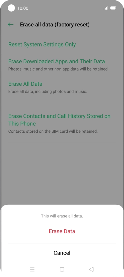 Press Erase Data.