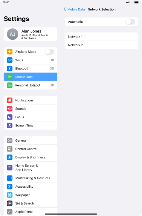 If you turn off the function, press the required network.