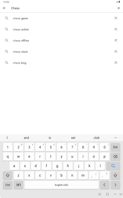 Key in the name or subject of the required app and press the search icon.