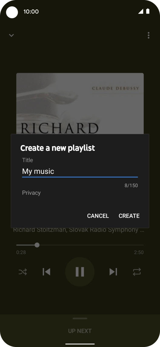 Key in a name for the playlist and press CREATE.