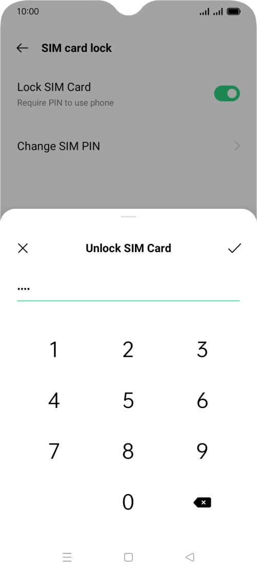 Key in your PIN and press the confirm icon. The default PIN is 1111.
