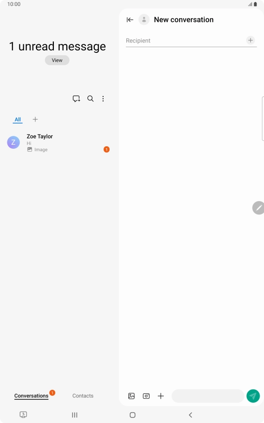 Press the search field and key in the first letters of the recipient's name.
