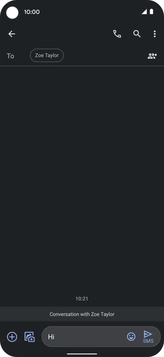 Press the send icon when you've finished your SMS.