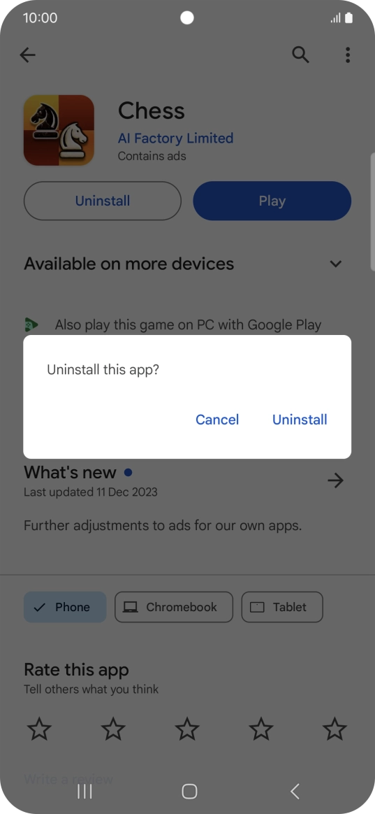 Press Uninstall.