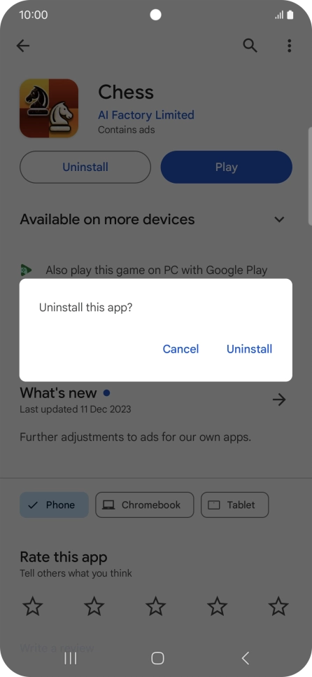 Press Uninstall.