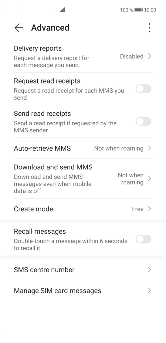 Press SMS centre number.