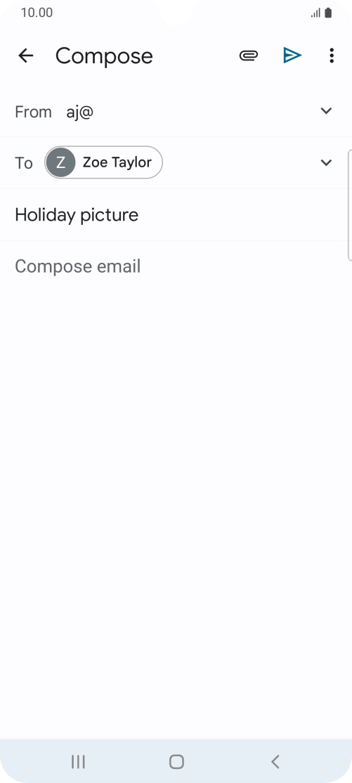 Press the text input field and write the text for your email.
