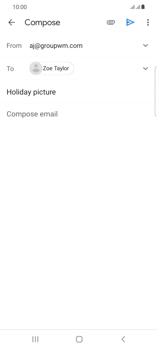 Press the text input field and write the text for your email.