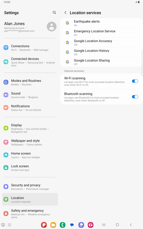 Press Google Location Accuracy.