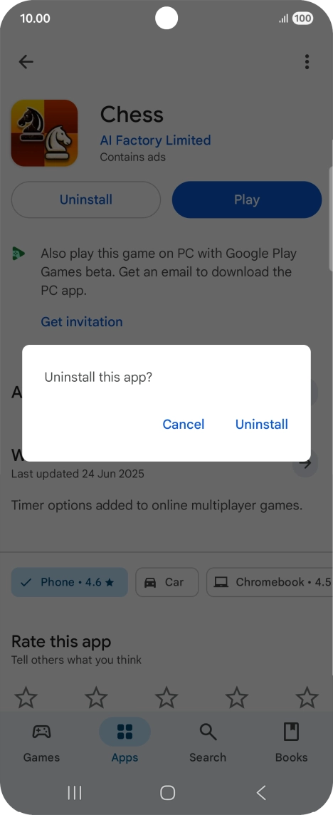 Press Uninstall.