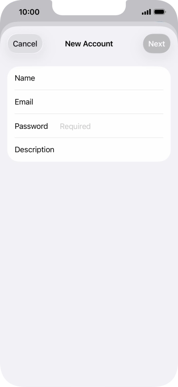 Press Password and key in the password for your email account.