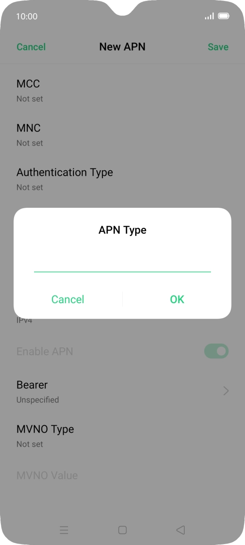 Key in default and press OK.