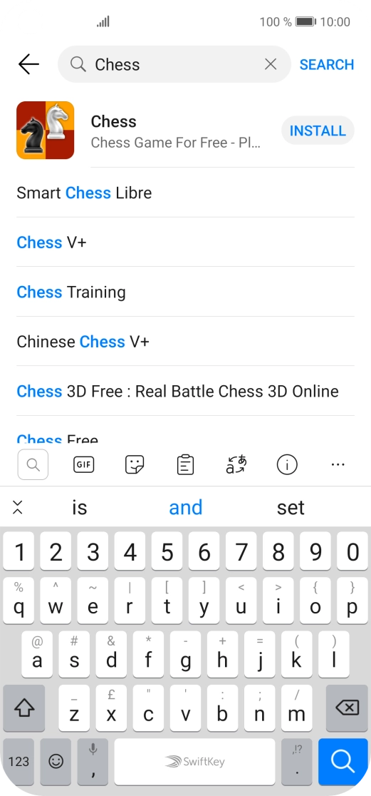 Key in the name or subject of the required app and press the search icon.