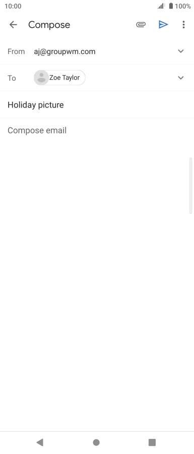 Press the text input field and write the text for your email.