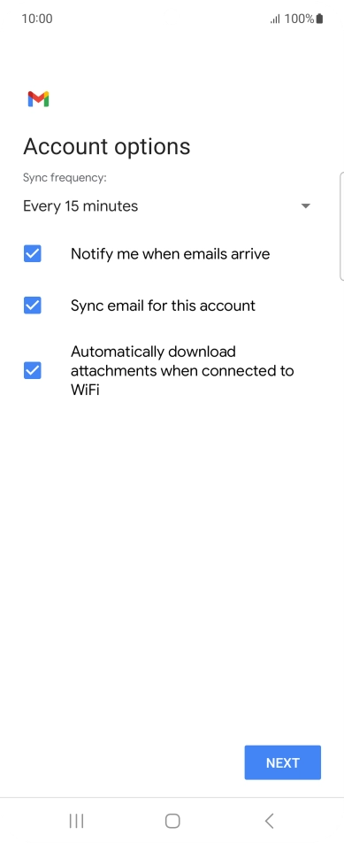 If this screen is displayed, you email account has been recognised and set up automatically. Follow the instructions on the screen to key in more information and finish setting up your phone.