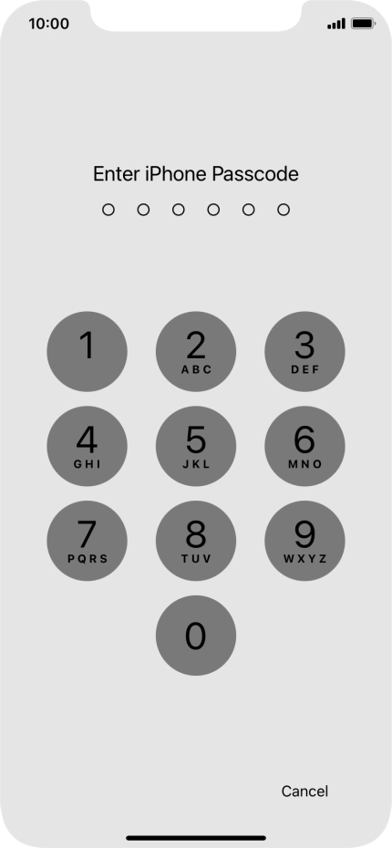 Use the phone lock code you created.