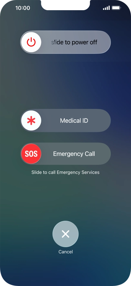 Press and drag the power off icon right.