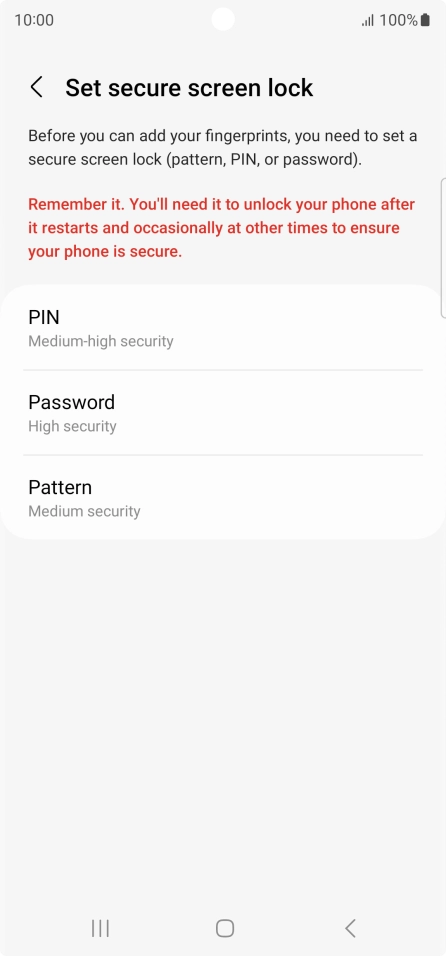 Press the required phone lock code and follow the instructions on the screen to create an additional phone lock code.
